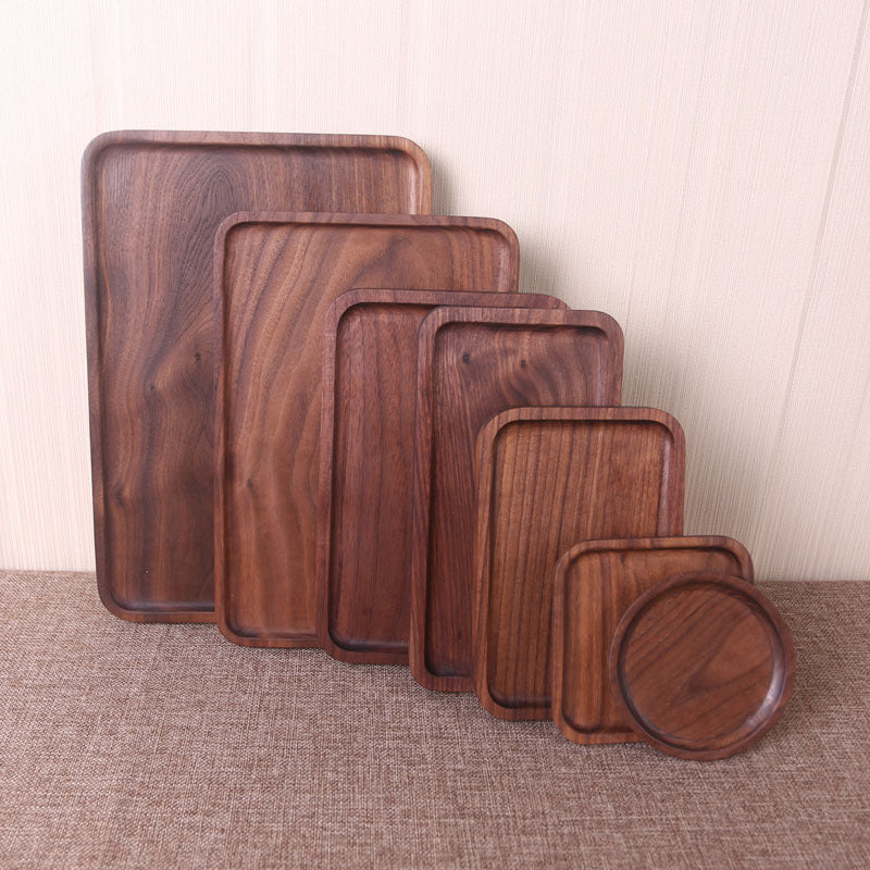 Elevate Your Dining Experience with Our Japanese Style Wooden Black Walnut Rectangular Dinner Plate