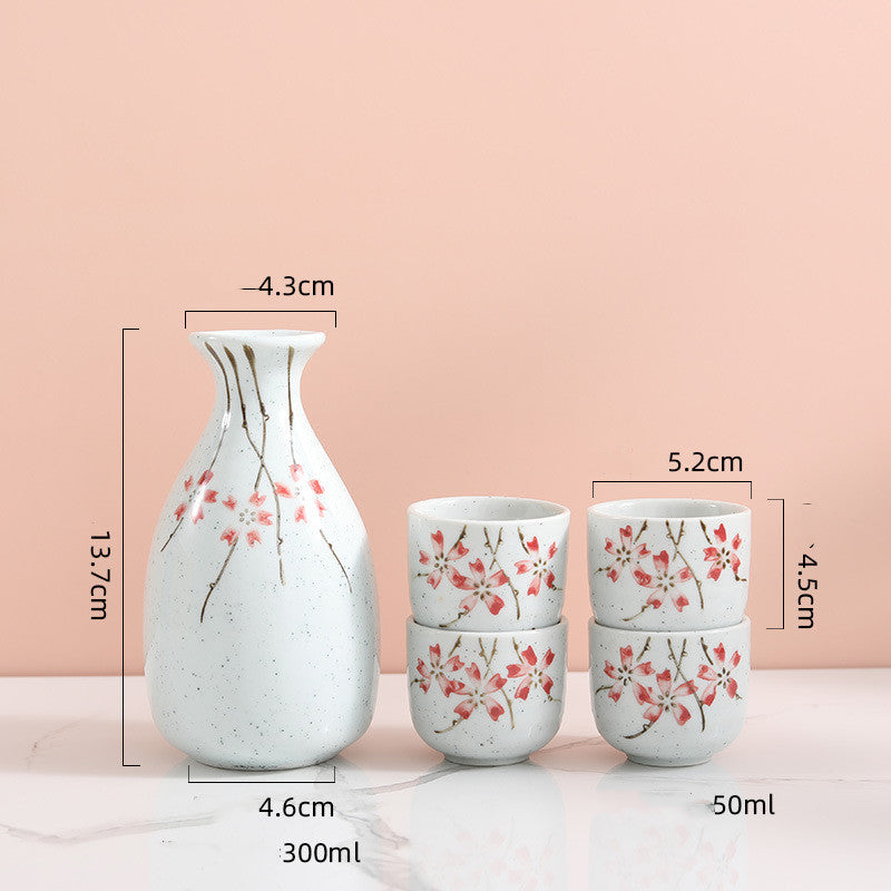 Ceramic Wine Set Yanagizakura Sake White Wine Cup Small Wine Cup Spirit Glass Shochu Pot Set