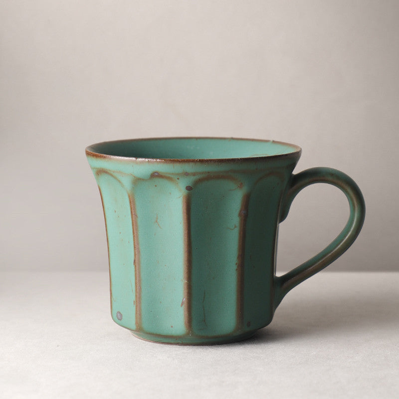 Handmade Stoneware Vertical Pattern Coffee Mug