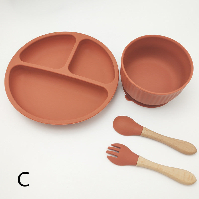 Creative Tableware Set Children Learn To Eat Dinner Plate With Suction Cup
