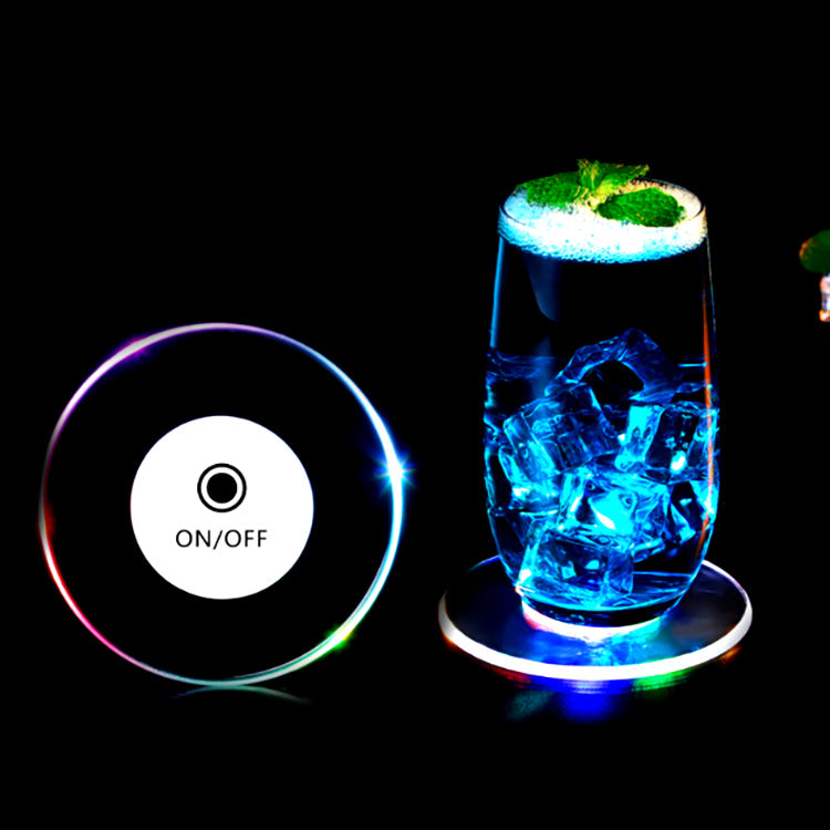 LED Glow Acrylic Coaster  Light-Up Bar Drink Pad