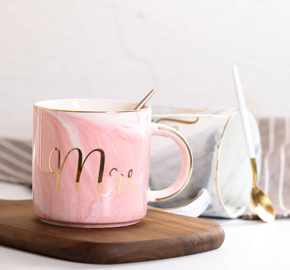 Coffee cup water glass Nordic marbled ceramic mug milk couple breakfast cup home female cup