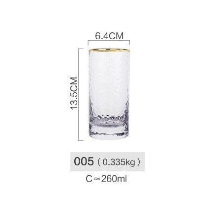 Hammer pattern glass cup water cup home creative drawing gold side cup