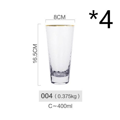 Hammer pattern glass cup water cup home creative drawing gold side cup