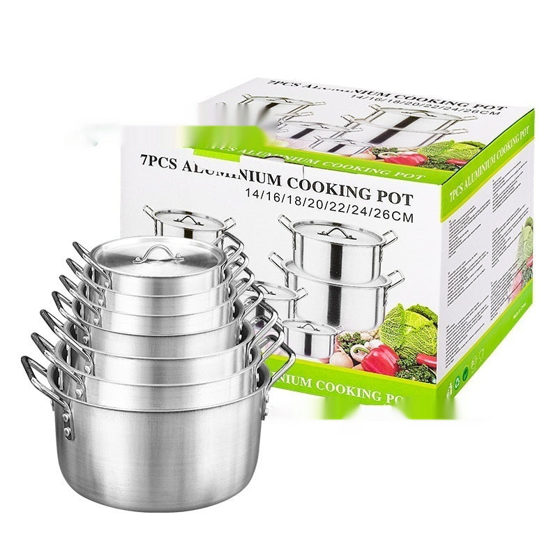 7-piece Kitchen Pot Set Aluminum Pot Suit