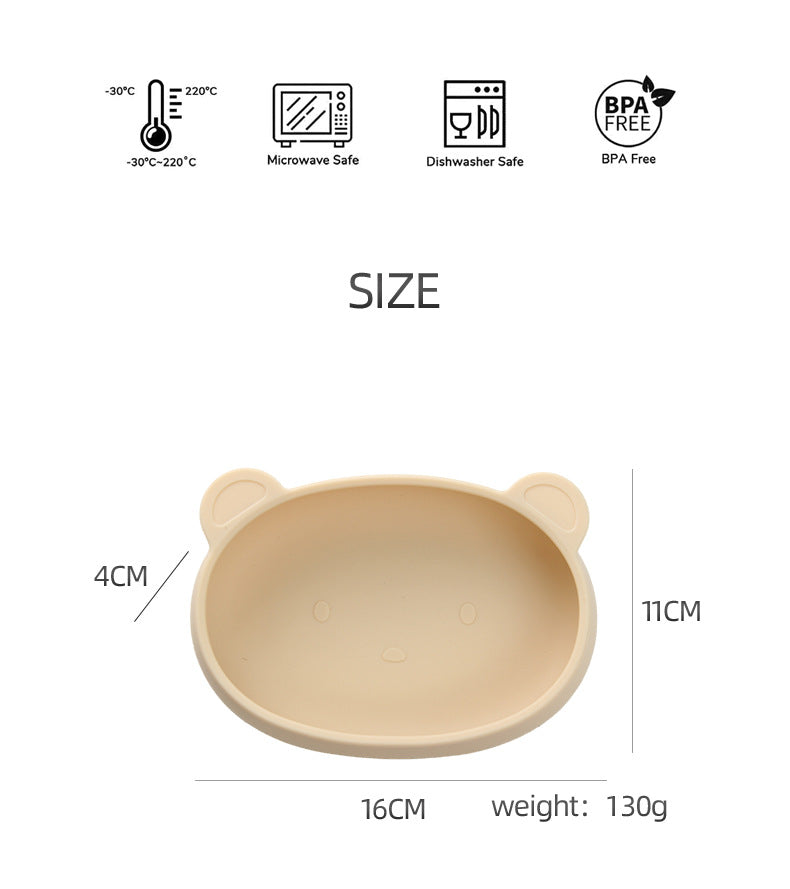 Baby Silicone Cartoon Bear Can Be Boiled Sterilized Anti-fall Cute Tableware