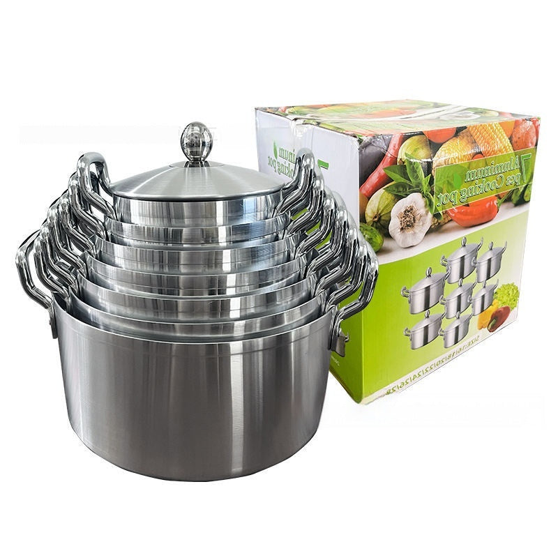 7-piece Kitchen Pot Set Aluminum Pot Suit