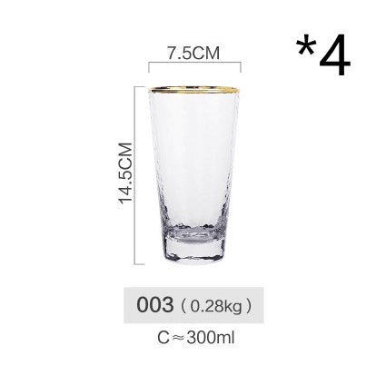 Hammer pattern glass cup water cup home creative drawing gold side cup