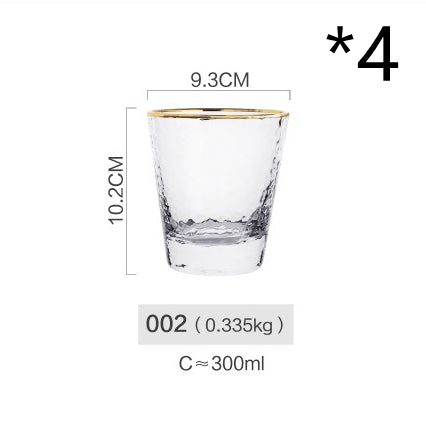 Hammer pattern glass cup water cup home creative drawing gold side cup