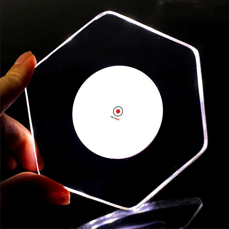 LED Glow Acrylic Coaster  Light-Up Bar Drink Pad