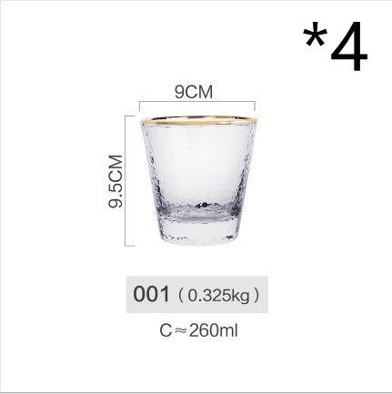 Hammer pattern glass cup water cup home creative drawing gold side cup